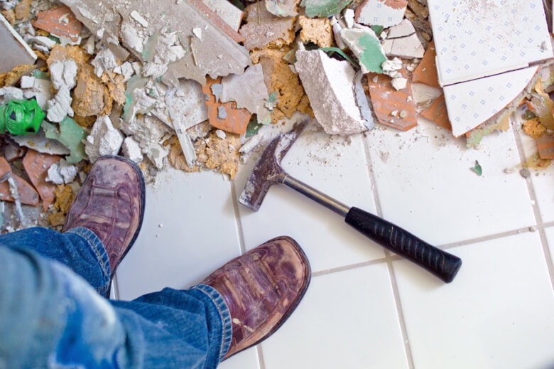 Contractor with Broken Tile for Handyman Services in Hollywood, FL