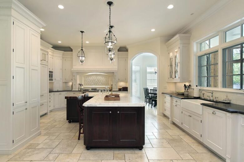 Kitchen cabinets in off white in a luxurious kitchen in Miramar, FL